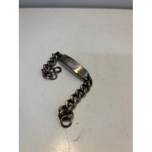 86 - Silver ID bracelet with engraved name, chain link 54.9 grams