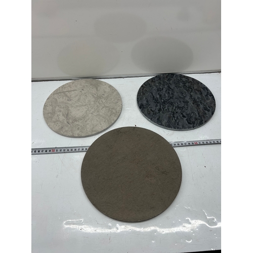 7 - Collection of Fired Earth Large Circular Tile Samples – Grigio, Nero & Castano Finishes