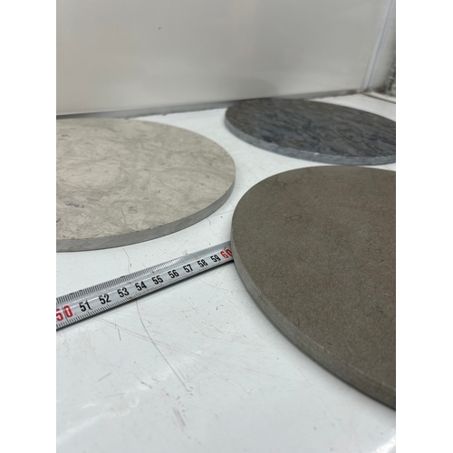 7 - Collection of Fired Earth Large Circular Tile Samples – Grigio, Nero & Castano Finishes