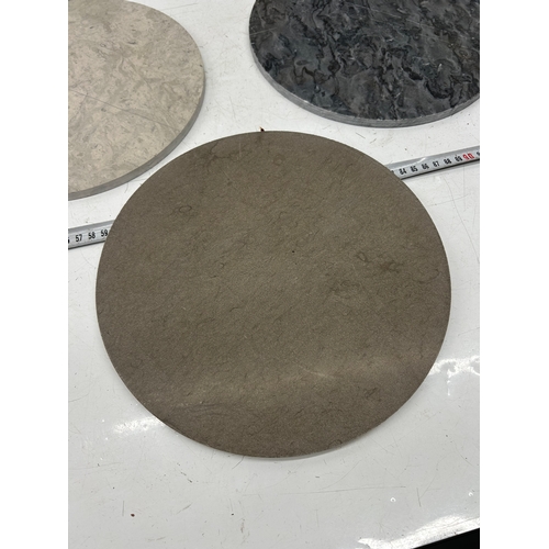 7 - Collection of Fired Earth Large Circular Tile Samples – Grigio, Nero & Castano Finishes