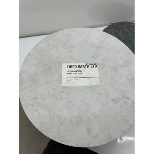 7 - Collection of Fired Earth Large Circular Tile Samples – Grigio, Nero & Castano Finishes