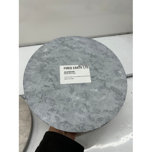 7 - Collection of Fired Earth Large Circular Tile Samples – Grigio, Nero & Castano Finishes