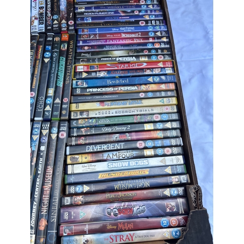 DVDs spanning various genres and titles.