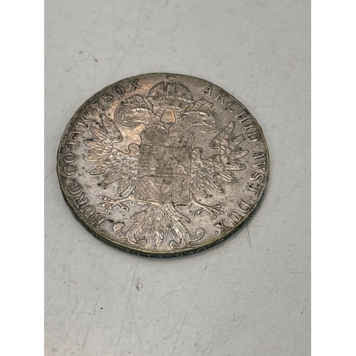 102 - 1780 Maria Theresa silver thaler coin, Austrian origin 27.9 grams