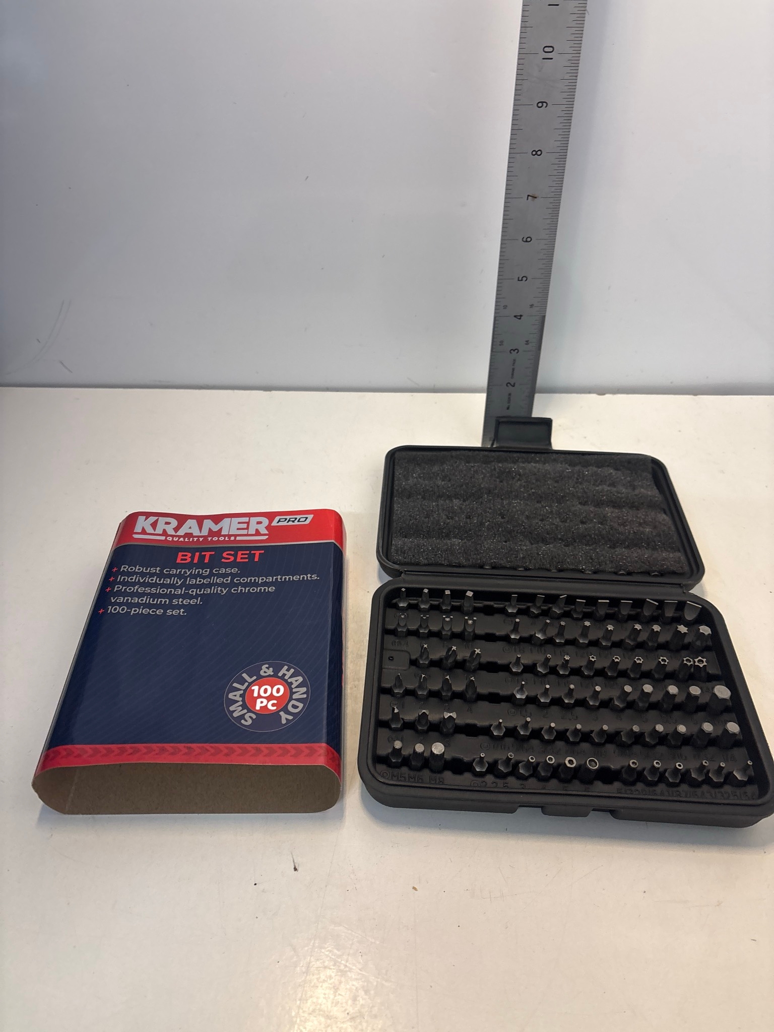 Kramer Pro bit set with 100 chrome vanadium steel pieces in a robust ...