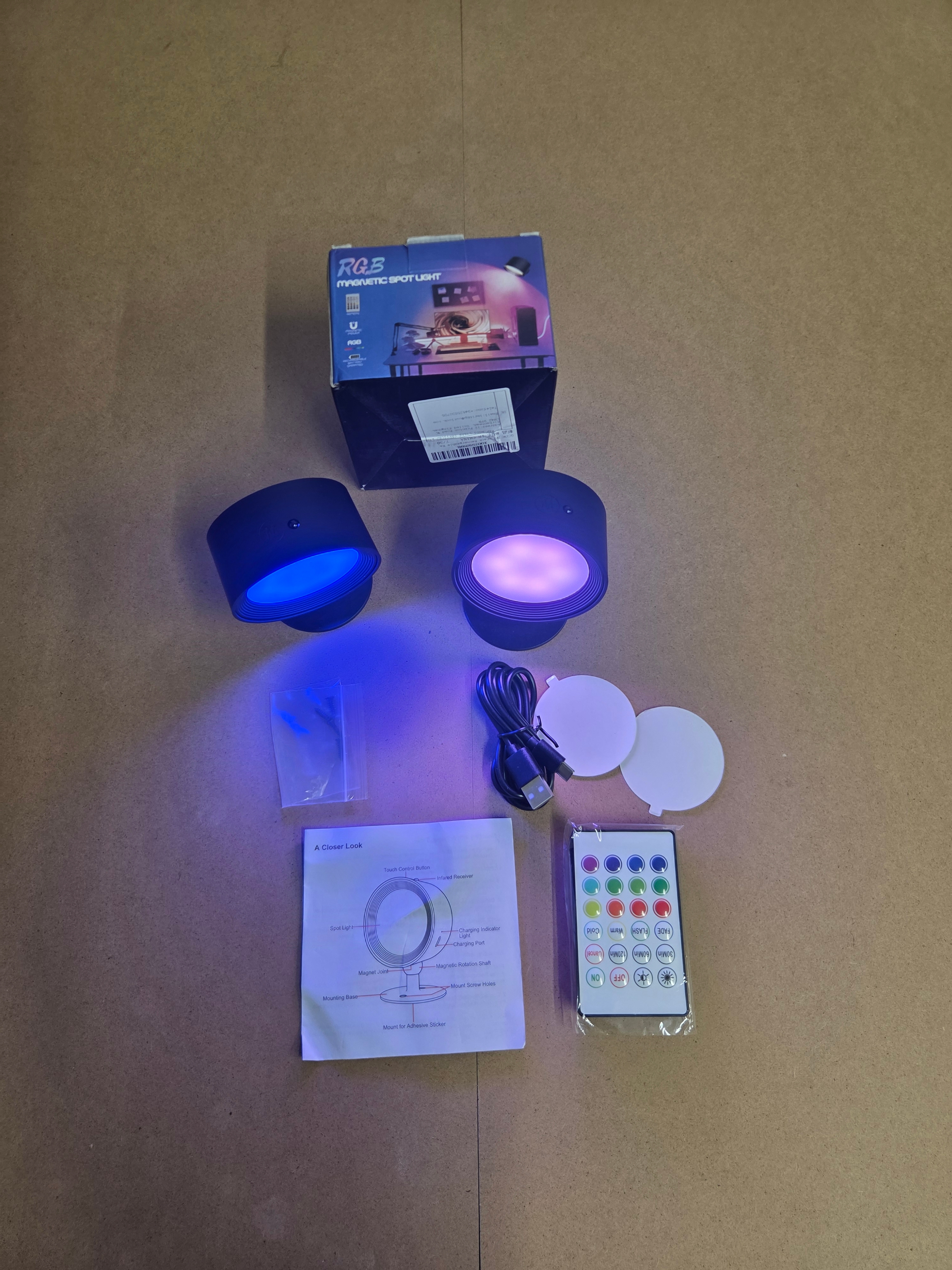 2 x RGB Magnetic Lights
