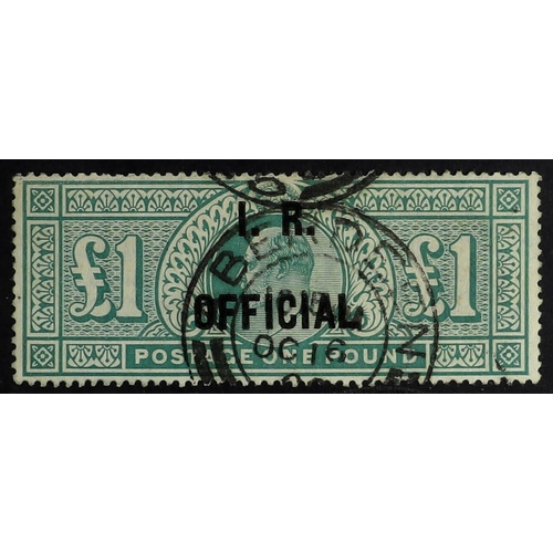 GB.EDWARD VII OFFICIALS - INLAND REVENUE 1902-04 £1 dull blue-green, SG O27, with neat Aberdeen cds, signed Calves. Cat £18,000.