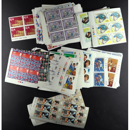 638 - GB.ELIZABETH II 1971 - 1981 TRAFFIC LIGHT BLOCKS OF SIX. A near complete collection with only the 'B... 