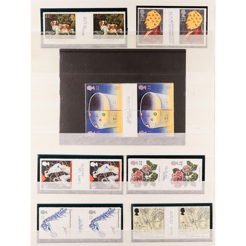 681 - GB.ELIZABETH II GUTTER PAIRS 1990 - 2000. Stated to be a complete run of the commemorative stamps se... 