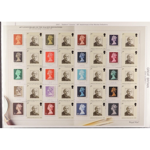 710 - GB.ELIZABETH II SMILER SHEETS 2007 - 2013 36 different. LS37-39, 54-59 and 64-80. Face value £603.