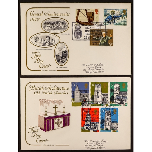 737 - GB.FIRST DAY COVERS 1965-88 collection in four albums incl. Definitives, some Cotswold with special ... 