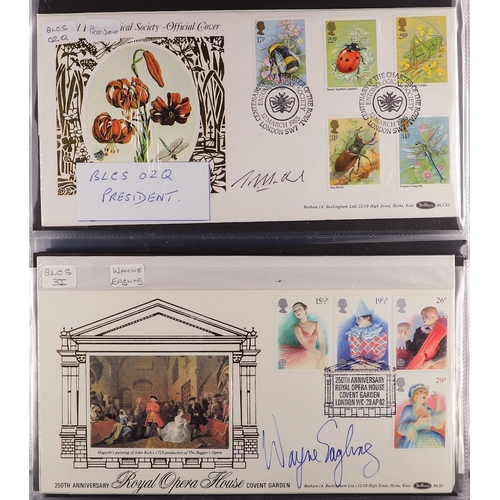 749 - GB.FIRST DAY COVERS BENHAM SIGNED FDC's 1985-92 in a Benham album, BLCS certified covers incl. David... 