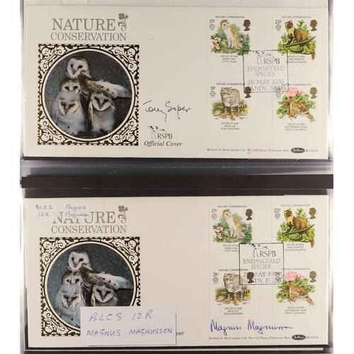 749 - GB.FIRST DAY COVERS BENHAM SIGNED FDC's 1985-92 in a Benham album, BLCS certified covers incl. David... 