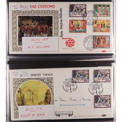 749 - GB.FIRST DAY COVERS BENHAM SIGNED FDC's 1985-92 in a Benham album, BLCS certified covers incl. David... 