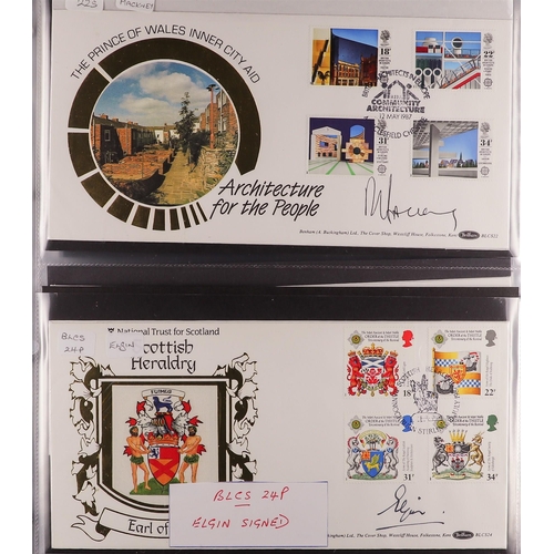 749 - GB.FIRST DAY COVERS BENHAM SIGNED FDC's 1985-92 in a Benham album, BLCS certified covers incl. David... 