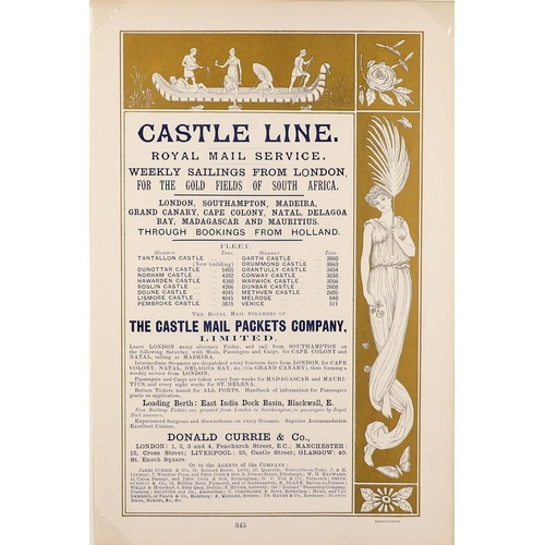 7 - SHIPPING EPHEMERA with coloured advert for Cunard Line Caronia & Carmania, Castle Line advert to the... 