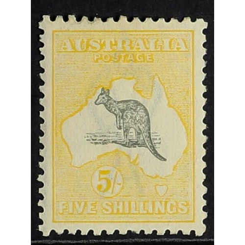 102 - AUSTRALIA 1915-27 5s grey and yellow Kangaroo, SG 42, mint with large part gum. Cat. £325