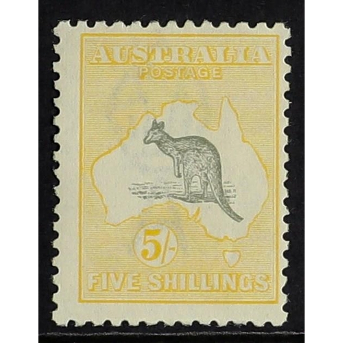 103 - AUSTRALIA 1915-27 5s grey and pale yellow Kangaroo, SG 42c, fine mint. Cat. £300.