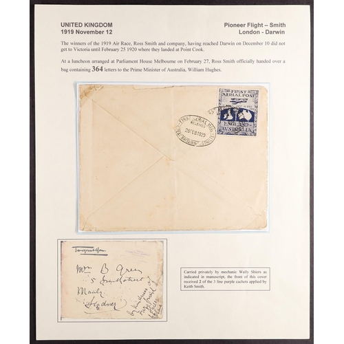 107 - AUSTRALIA 1919 ROSS SMITH AIR COVER England to Australia Air Race, cover addressed to Sydney, carrie... 