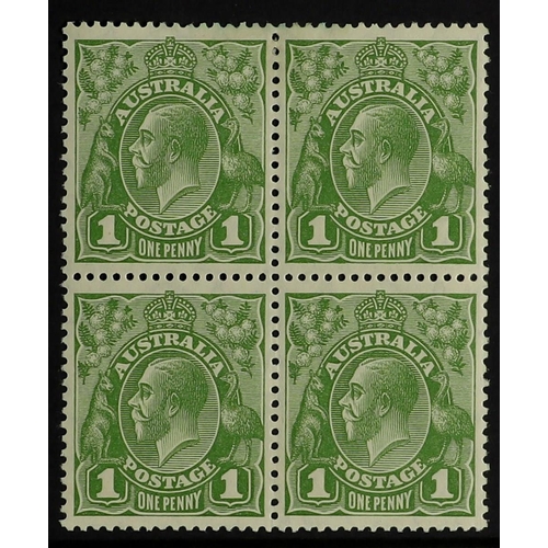 113 - AUSTRALIA 1926-30 1d green Die II, SG 95b, fine mint block of four, the lower pair never hinged. Cat... 