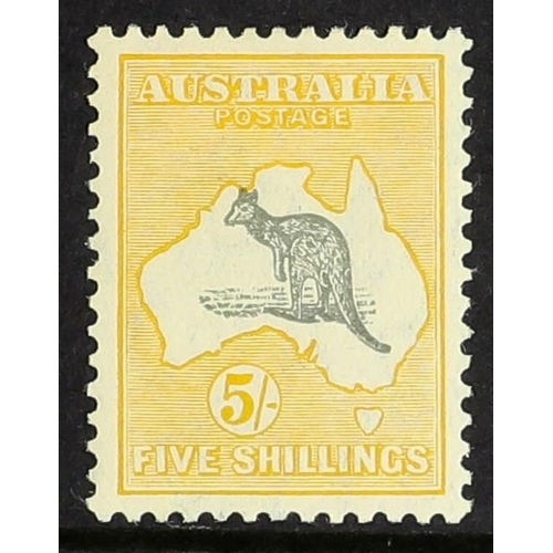 122 - AUSTRALIA 1931-36 5s grey and yellow Kangaroo, SG 135, fine mint. Cat. £180.