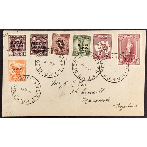 130 - AUSTRALIA B.C.O.F. 1946-47 set, SG J1/7, on neat cover to England, tied A.F.P.O. 30 cds's, the 6d sh... 