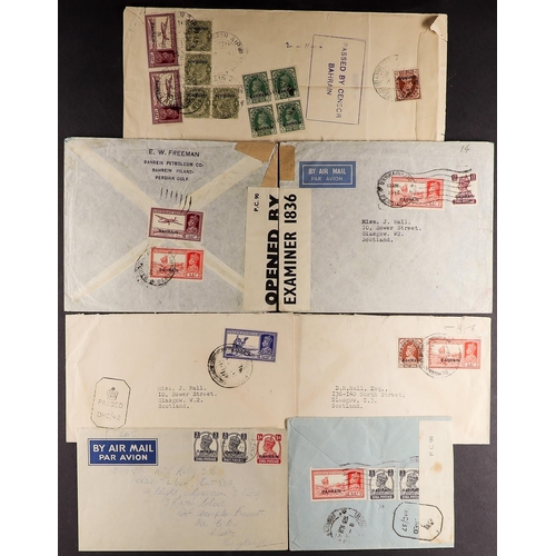 141 - BAHRAIN 1940-48 COVERS bearing overprinted KGVI issues, five are Censored to GB, USA or India, 1948 ... 