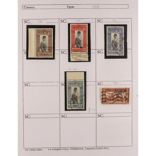 191 - EGYPT 1880's-1965 ranges of mint and used on approval pages, all in SG order. S.T.C. £400+. (+/- 370... 