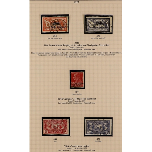 197 - FRANCE 1871-1938 VALUABLE USED COLLECTION attractively written up in an album, largely complete incl... 