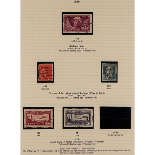 197 - FRANCE 1871-1938 VALUABLE USED COLLECTION attractively written up in an album, largely complete incl... 