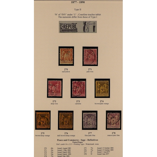 197 - FRANCE 1871-1938 VALUABLE USED COLLECTION attractively written up in an album, largely complete incl... 