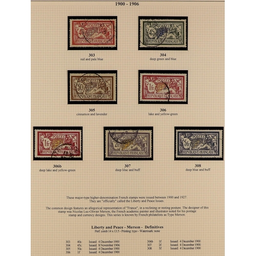 197 - FRANCE 1871-1938 VALUABLE USED COLLECTION attractively written up in an album, largely complete incl... 