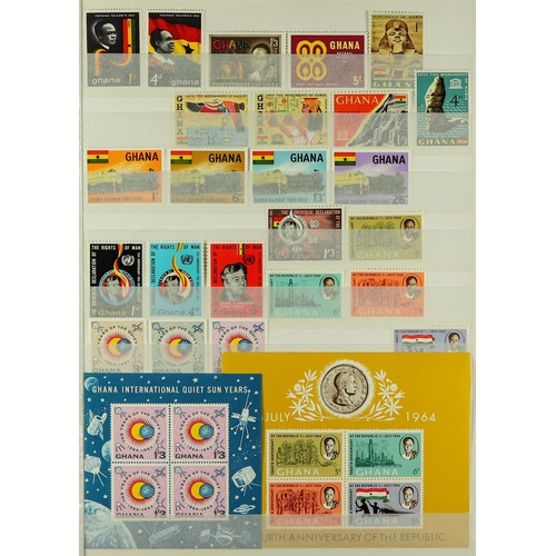 202 - GHANA 1957-90 NEVER HINGED MINT COLLECTION in two stockbooks, largely complete incl. miniature sheet... 