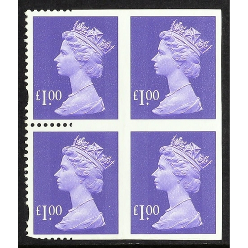 711 - GB.ELIZABETH II 1999 £1 bluish-violet Machin, block of four showing right vertical pair completely i... 