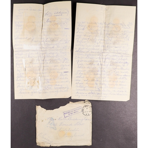 77 - COLLECTIONS & ACCUMULATIONS WRECK MAIL 1918 (April) envelope and letter from a soldier, headed CAIRO... 