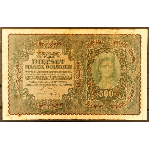 10 - POLISH BANKNOTES 1916-1941 small hoard, includes 1916 100m, 1919-1922 50mm, 1000m, 5000m & 10000m is... 