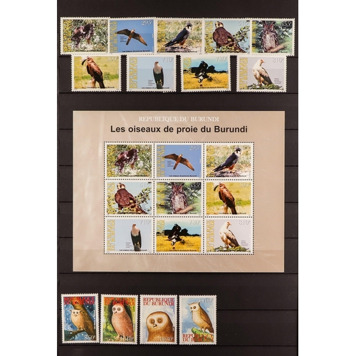 111 - TOPICALS BIRDS stamps of BURUNDI 1970's to 2009, a never hinged mint collection of stamps and miniat... 