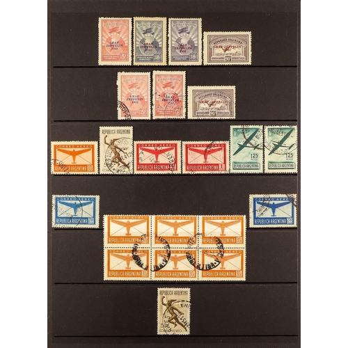 122 - ARGENTINA 1928-1942 AIR STAMPS COLLECTION incl. 1928 set used (Scott C1/19), 1931 opt'd set mint & u... 