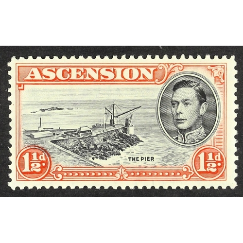 135 - ASCENSION 1938 1½d black and vermilion perf. 13, showing Davit flaw, SG 40ba, lightly hinged mint. C... 