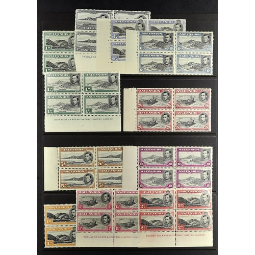 137 - ASCENSION 1938-53 never hinged mint blocks of four with some plate and imprint blocks, with perf. 13... 