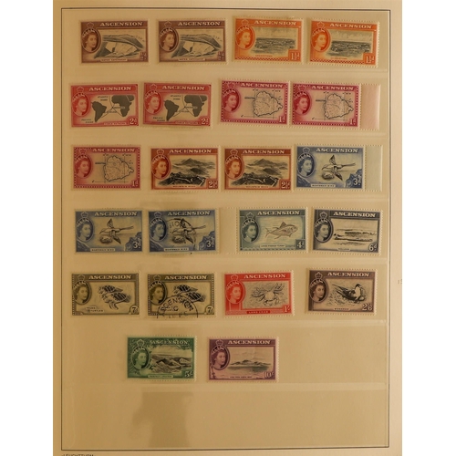 139 - ASCENSION 1953-87 COLLECTION IN TWO ALBUMS with mint (much nhm) and used, plus some FDC's etc, note ... 