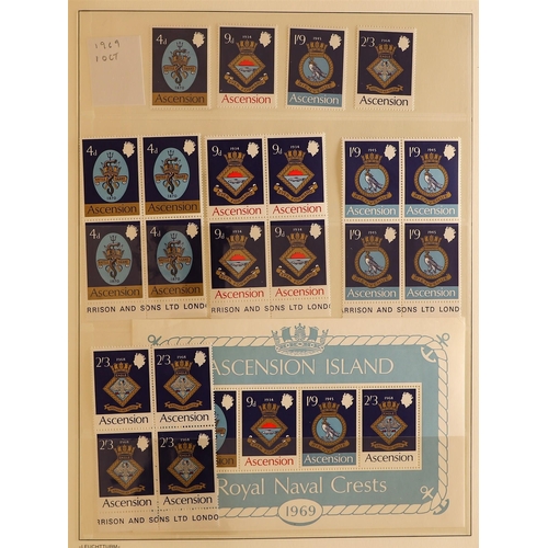 139 - ASCENSION 1953-87 COLLECTION IN TWO ALBUMS with mint (much nhm) and used, plus some FDC's etc, note ... 