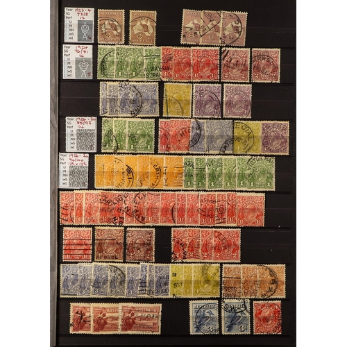 149 - AUSTRALIA 1913-90 USED ACCUMULATION in stockbooks and albums, incl. Roos (100+ stamps) to 2s, many K... 