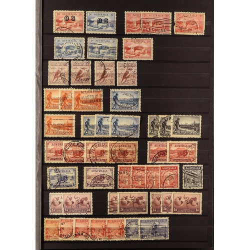 149 - AUSTRALIA 1913-90 USED ACCUMULATION in stockbooks and albums, incl. Roos (100+ stamps) to 2s, many K... 