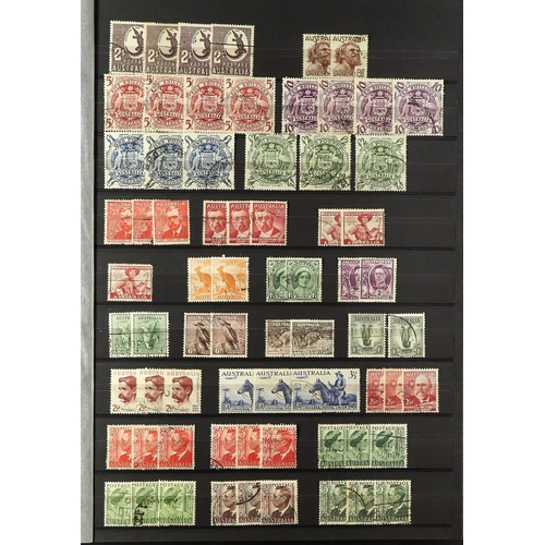 149 - AUSTRALIA 1913-90 USED ACCUMULATION in stockbooks and albums, incl. Roos (100+ stamps) to 2s, many K... 