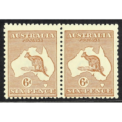 151 - AUSTRALIA 1923-24 6d chestnut, horizontal pair, one leg of Kangaroo broken, SG 73a, never hinged min... 