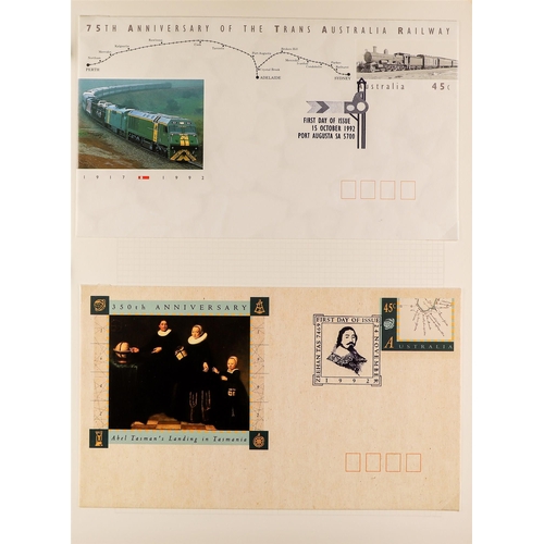 154 - AUSTRALIA 1946-96 FIRST DAY COVERS, CARDS AND POSTAL STATIONERY in two albums, incl. illustrated FDC... 