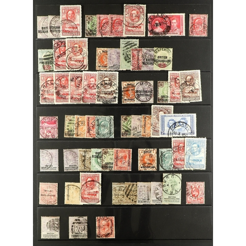 184 - BECHUANALAND POSTMARKS COLLECTION with cds and numeral cancels on QV-KGVI stamps, note Kasane, Mafek... 