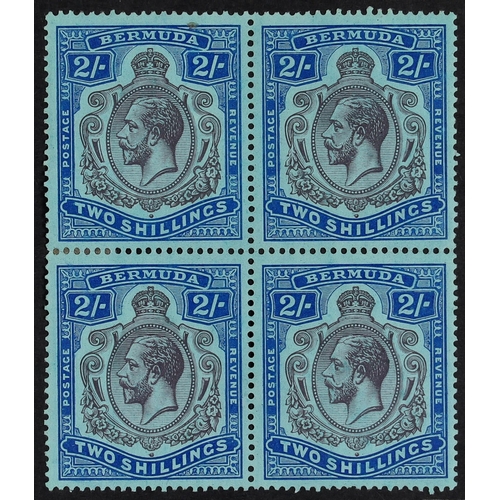 194 - BERMUDA 1924-32 2s purple and bright blue Key plate, SG 88, mint block of four with one never hinged... 