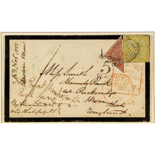 209 - CANADA - NEW BRUNSWICK 1855 BISECT ON COVER (November) a mourning envelope from St. John, N.B. to Wa... 